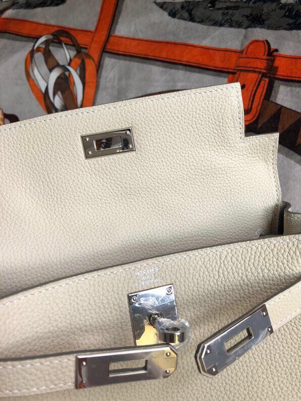 Hermes Kelly Ado Backpack In White Clemence Leather